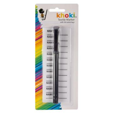 Textile Marker with 36 Iron-On Name Tags 